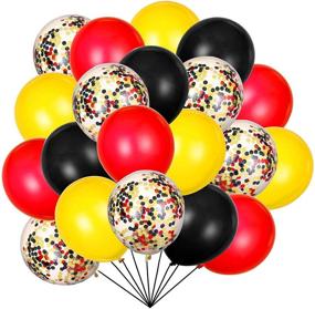 img 4 attached to 🎈 Premium Sequins Balloon Kit - 12 Inch Red Black Yellow Latex Balloons for Baby Bay Party, Baby Shower, and Happy Theme Party Supplies - Pack of 80 Colour Balloons with Helium Quality