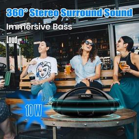 img 2 attached to 🔊 RESLTALY Bluetooth Speakers Portable Wireless Loud with Bluetooth 5.0 & FM Radio - 10W Powerful Bass Speaker, Stereo Sound, 16 Hours Music, Mic, AUX - Perfect for Family and Outdoor Parties (Black)