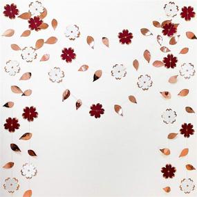 img 2 attached to 🌹 Stunning 42Ft Burgundy White Paper Flower Garland: Rose Gold Foil Hanging Leaf Flower Streamer Banner for Unforgettable Celebrations - Perfect Party Decoration Supplies for Bachelorette, Engagement, Wedding, Birthday, Bridal Shower, Anniversary, Tea Spring Events