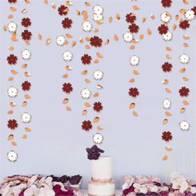 img 4 attached to 🌹 Stunning 42Ft Burgundy White Paper Flower Garland: Rose Gold Foil Hanging Leaf Flower Streamer Banner for Unforgettable Celebrations - Perfect Party Decoration Supplies for Bachelorette, Engagement, Wedding, Birthday, Bridal Shower, Anniversary, Tea Spring Events