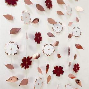 img 1 attached to 🌹 Stunning 42Ft Burgundy White Paper Flower Garland: Rose Gold Foil Hanging Leaf Flower Streamer Banner for Unforgettable Celebrations - Perfect Party Decoration Supplies for Bachelorette, Engagement, Wedding, Birthday, Bridal Shower, Anniversary, Tea Spring Events