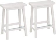 🪑 amazon basics set of 2 solid wood saddle-seat kitchen counter-height stools - white, 24-inch height logo