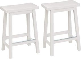 img 4 attached to 🪑 Amazon Basics Set of 2 Solid Wood Saddle-Seat Kitchen Counter-Height Stools - White, 24-Inch Height