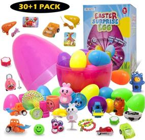 img 4 attached to 🐣 Pusiti Easter Egg Toys: Surprise Eggs with Toys Inside - 30 Toys Filled 2.5 Inch Eggs in 10 Inch Egg - Educational Learning Toys for Kids, Toddlers, Boys and Girls