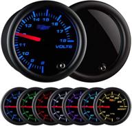 🚗 glowshift tinted 7 color volt voltmeter gauge - 8-18 volt range - black dial - smoked lens - 2-1/16" 52mm: accurate voltage monitoring for your vehicle logo