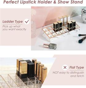 img 1 attached to 💄 Emibele Marble Lipstick Organizer Display Stand - 24 Slots with Gold-stamping Edges | Cosmetics Storage Case for Lipstick, Lip Gloss, Brushes - White Marble