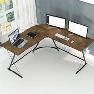 🖥️ modern rustic brown l-shaped office desk for small spaces - molblly 51'' corner computer desk with round corner, ideal for study and gaming logo