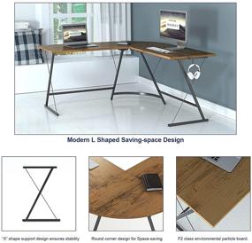 img 2 attached to 🖥️ Modern Rustic Brown L-Shaped Office Desk for Small Spaces - Molblly 51'' Corner Computer Desk with Round Corner, Ideal for Study and Gaming