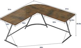 img 1 attached to 🖥️ Modern Rustic Brown L-Shaped Office Desk for Small Spaces - Molblly 51'' Corner Computer Desk with Round Corner, Ideal for Study and Gaming