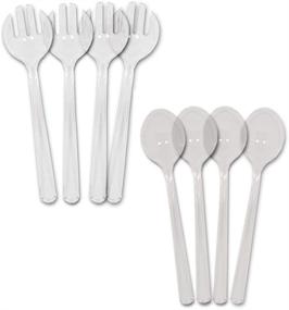 img 1 attached to 🍽️ 10-inch Clear Plastic Serving Spoons and Forks Set - Pack of 4