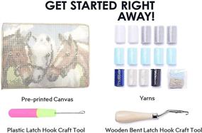 img 3 attached to 🐴 BambooZ DIY Horse Latch Hook Rugs Kits for Adults, Beginners, Kids, and Children with Printed Canvas Pattern, Crochet Yarn Kits, Embroidery Decoration, 20" x 15" (52cm x 38cm)