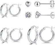 gulicx sterling silver small hoop stud earrings: hypoallergenic sleeper hoops for 👂 women, girls - huggie hinged unisex design with cz ball piercing jewellery for cartilage logo