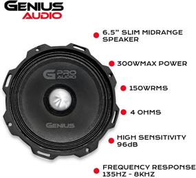 img 2 attached to 🚗 Повысьте качество звука в вашем автомобиле с помощью колонок Genius Audio GPRO-M0765 6.5" в диаметре - 300 Вт максимальной мощности, 150 Вт постоянной мощности, с разъемом Push Connector, алюминиевым дизайном в форме пули, ферритовым магнитом, сопротивлением 4 Ом и усиленным бумажным конусом - (1 колонка)