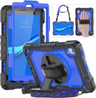 🔵 hxcaseac lenovo smart tab m8 8” case, durable shockproof protective cover with screen protector, 360° rotating kickstand, hand strap, shoulder strap for lenovo tablet m8 8.0 inch, ideal for kids, blue logo