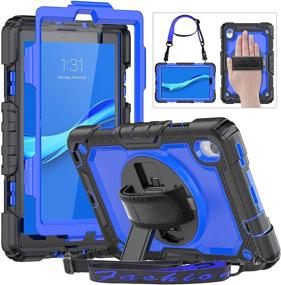 img 4 attached to 🔵 HXCASEAC Lenovo Smart Tab M8 8” Case, Durable Shockproof Protective Cover with Screen Protector, 360° Rotating Kickstand, Hand Strap, Shoulder Strap for Lenovo Tablet M8 8.0 inch, Ideal for Kids, Blue