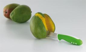 img 2 attached to 🥭 The Ultimate Mango Slicer: Twin Stainless Steel Blades and Contoured Handle, Green