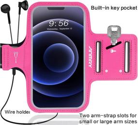 img 3 attached to ANMRY Cell Phone Armband: Running Sports Holder for iPhone 11 Pro Max, Galaxy S10, W/Key Holder & Card Slot (Rose Pink)