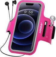 anmry cell phone armband: running sports holder for iphone 11 pro max, galaxy s10, w/key holder & card slot (rose pink) logo