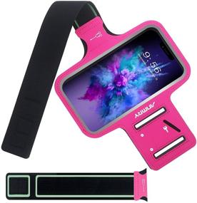 img 2 attached to ANMRY Cell Phone Armband: Running Sports Holder for iPhone 11 Pro Max, Galaxy S10, W/Key Holder & Card Slot (Rose Pink)