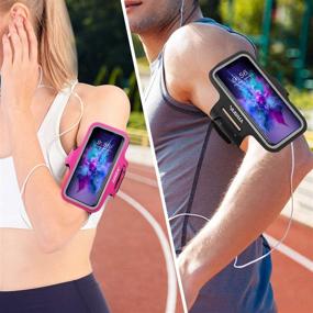 img 1 attached to ANMRY Cell Phone Armband: Running Sports Holder for iPhone 11 Pro Max, Galaxy S10, W/Key Holder & Card Slot (Rose Pink)