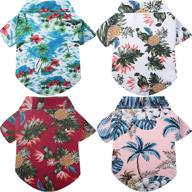 🌴 geyoga 4-piece hawaiian dog costume: breathable pet shirt with coconut tree hawaiian dogs beach apparel, puppy clothes for pet dog logo