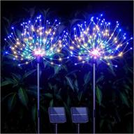 🌞 enhance your outdoor spaces with denicmic solar firework lights: 200 led solar powered garden decorative lights in 8 modes, waterproof & multicolor design - perfect for patio, yard, path, lawn, holiday party, christmas - 2 pack логотип