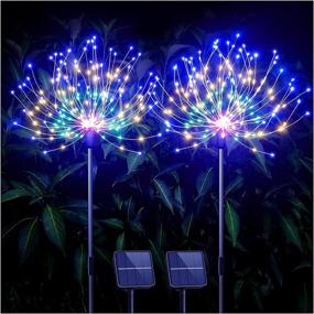 img 4 attached to 🌞 Enhance Your Outdoor Spaces with DenicMic Solar Firework Lights: 200 LED Solar Powered Garden Decorative Lights in 8 Modes, Waterproof & Multicolor Design - Perfect for Patio, Yard, Path, Lawn, Holiday Party, Christmas - 2 Pack