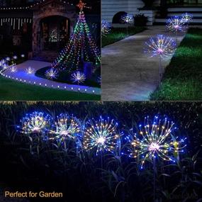 img 2 attached to 🌞 Enhance Your Outdoor Spaces with DenicMic Solar Firework Lights: 200 LED Solar Powered Garden Decorative Lights in 8 Modes, Waterproof & Multicolor Design - Perfect for Patio, Yard, Path, Lawn, Holiday Party, Christmas - 2 Pack