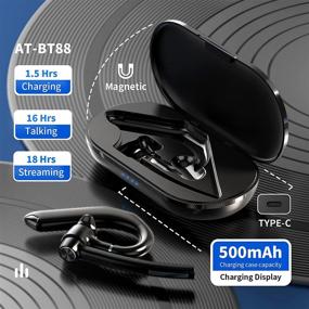 img 3 attached to Современный Bluetooth гарнитура V5.0 с двойным микрофоном и подавлением шума: идеально для вождения/офиса/бизнеса