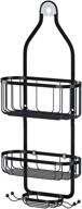 🛁 kadolina bathroom hanging shower organizer: overhead caddy basket with hooks for razor and sponge, rustproof stainless steel, black - ultimate shower storage solution logo