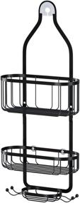 img 4 attached to 🛁 Kadolina Bathroom Hanging Shower Organizer: Overhead Caddy Basket with Hooks for Razor and Sponge, Rustproof Stainless Steel, Black - Ultimate Shower Storage Solution