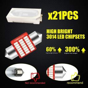 img 1 attached to 💡 10-Pack YEORO DE3175 6428 LED Bulb - Super Bright 21SMD 3014 Chips - CANBUS Festoon DE3021 DE3022 3175 LED Interior Dome Map Trunk Step Courtesy Lights - Blue