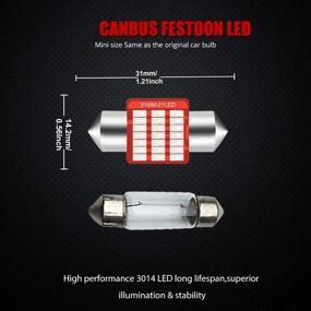 img 2 attached to 💡 10-Pack YEORO DE3175 6428 LED Bulb - Super Bright 21SMD 3014 Chips - CANBUS Festoon DE3021 DE3022 3175 LED Interior Dome Map Trunk Step Courtesy Lights - Blue