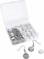 🔒 shapenty stainless steel earring hooks with 12mm round post cup tray and glass dome cabochon setting for diy dangle earrings, jewelry making findings, 20pcs/10pairs (silver) logo