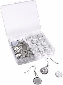 img 4 attached to 🔒 Shapenty Stainless Steel Earring Hooks with 12mm Round Post Cup Tray and Glass Dome Cabochon Setting for DIY Dangle Earrings, Jewelry Making Findings, 20PCS/10Pairs (Silver)