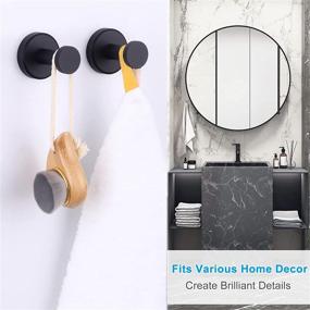 img 2 attached to 🧼 APLusee Bathroom Towel Hook Set of 2 - Stainless Steel Round Robe Hanger, Modern Decorative Wall Holder for Coat, Kitchen, Toilet, Clothes (Matte Black)