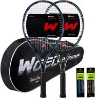 🎾 woed batens adult 2 player tennis racket - ideal for all skill levels, 27” speed tennis racquet with overgrips, tennis bag, vibration dampes, and covers included logo