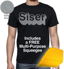 img 1 attached to 🌟 Siser Silver Glitter Iron-On Heat Transfer Vinyl Roll with Yellow Detailer Squeegee (6x10 inches)