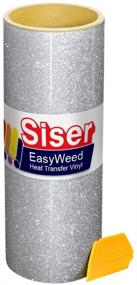 img 2 attached to 🌟 Siser Silver Glitter Iron-On Heat Transfer Vinyl Roll with Yellow Detailer Squeegee (6x10 inches)