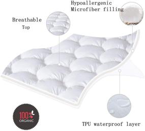 img 3 attached to 🛏️ Waterproof Queen Size Mattress Pad Cover - Breathable & Soft Fluffy - Pillow Top Cotton Down Alternative Filling - Cooling Mattress Topper