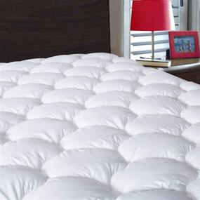 img 4 attached to 🛏️ Waterproof Queen Size Mattress Pad Cover - Breathable & Soft Fluffy - Pillow Top Cotton Down Alternative Filling - Cooling Mattress Topper