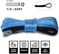 🧵 qh qh wurong synthetic winch rope 1/4" x 50' 7800 lbs 6 mm x 15 m with sheath - perfect for atvs, winches, atv utv suv, truck, and boat (blue) logo