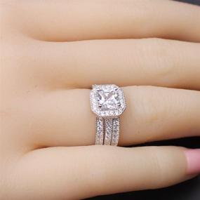 img 2 attached to 💍 MABELLA Princess Sterling Silver CZ Wedding Engagement Ring Set: Exquisite Gifts for Women