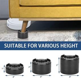img 1 attached to SOCIALCOMFY Set of 8 Black Round Adjustable Bed Risers - 1, 2, 3, 4 Inch Heights - Heavy Duty Stackable Furniture Risers for Bed, Sofa, Table, and Chair - Each Riser Adds 1 Inch