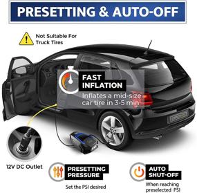img 3 attached to Portable Car Tire Inflator Air Compressor – Touchscreen Digital Air Pump for Car Tires – Extended Cord & Auto Shut Off