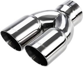 img 4 attached to 🚀 Upower Dual Exhaust Tip 2.8-3 Inch Inlet, 3" Outlet, 9.5" Long Tail Pipe - Double Wall Polished Stainless Steel