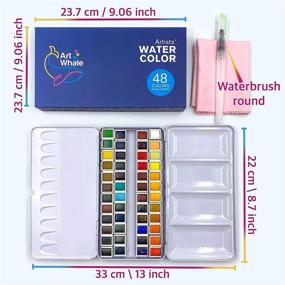 img 3 attached to 🎨 ArtWhale Watercolor Paint Set - 48 Colors in Half-Pans with Tin Box + Waterbrush. Professional Watercolor Set Ideal for Beginners, Artists, Students, and Hobby Painters.