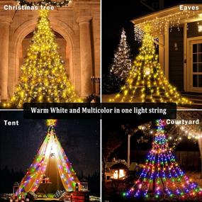 img 2 attached to 🎄 Outdoor Christmas Decorations: 344 LED Star Lights with 11 Modes - Waterproof, Plug-in String Light for Home Xmas Tree, Party, Yard, Porch Decoration - Clear Wire, Warm White to Multicolor