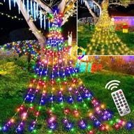 🎄 outdoor christmas decorations: 344 led star lights with 11 modes - waterproof, plug-in string light for home xmas tree, party, yard, porch decoration - clear wire, warm white to multicolor логотип