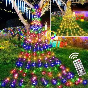 img 4 attached to 🎄 Outdoor Christmas Decorations: 344 LED Star Lights with 11 Modes - Waterproof, Plug-in String Light for Home Xmas Tree, Party, Yard, Porch Decoration - Clear Wire, Warm White to Multicolor